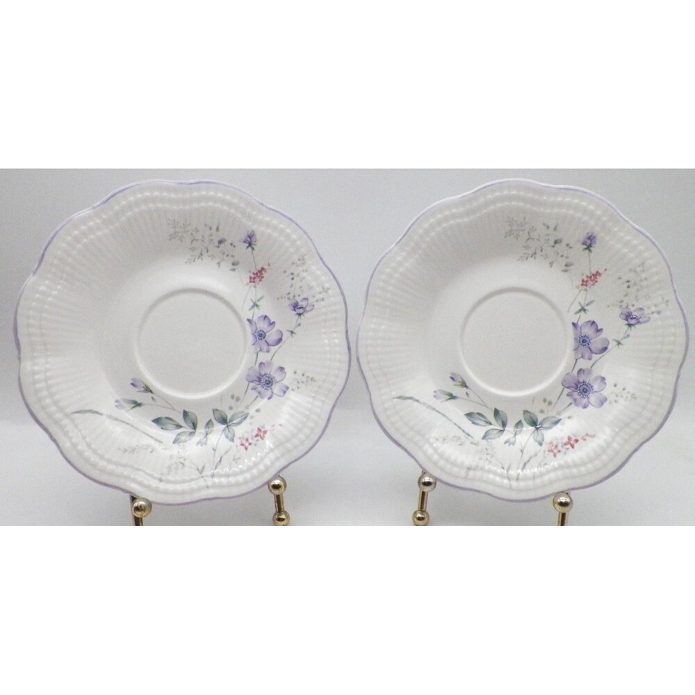 Mikasa Allura Coco Saucers DH 901 set of 2 6 3/8" Pink Purple Florals
